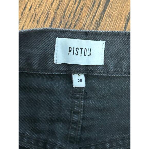PISTOLA Jeans Women's Size 26 Black Denim Raw Hem Charlie High Rise Straight - Picture 8 of 10